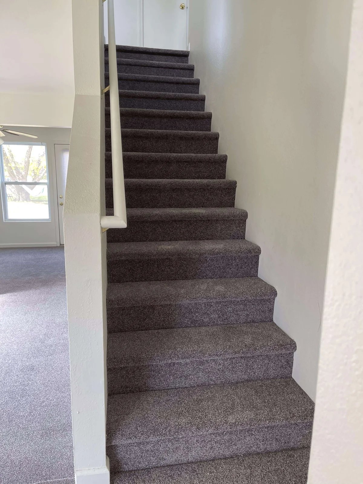 Carpeted stairs installed by Superior Flooring