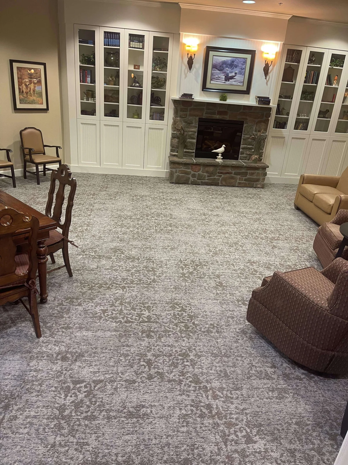 Living room carpet installed by Superior Flooring
